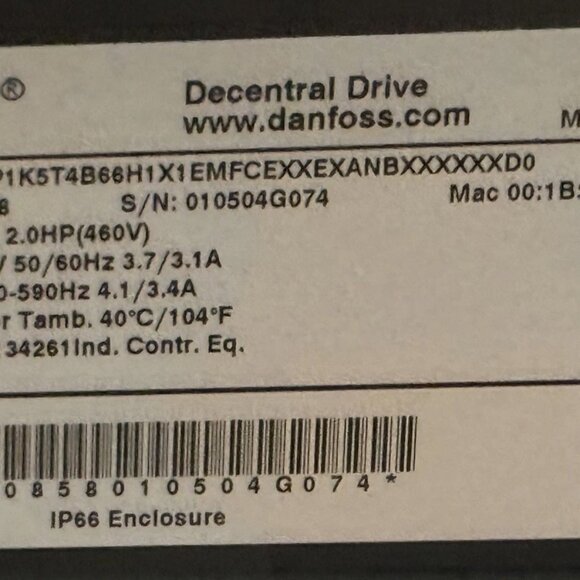 134N0858 Danfoss FCD302P1K5T4B66H1X1EMFCEXXEXANBXXXXXXD0 - Picture 7 of 7